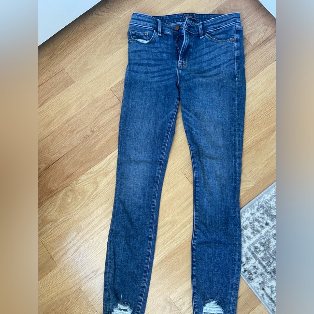 Blue Abercrombie & Fitch Mid Rise Super Skinny Ankle Jeans